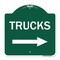 Signmission Trucks Sign Trucks W/ Right Arrow, Green & White Aluminum Sign, 18" x 18", GW-1818-22780 A-DES-GW-1818-22780 - alternate 1